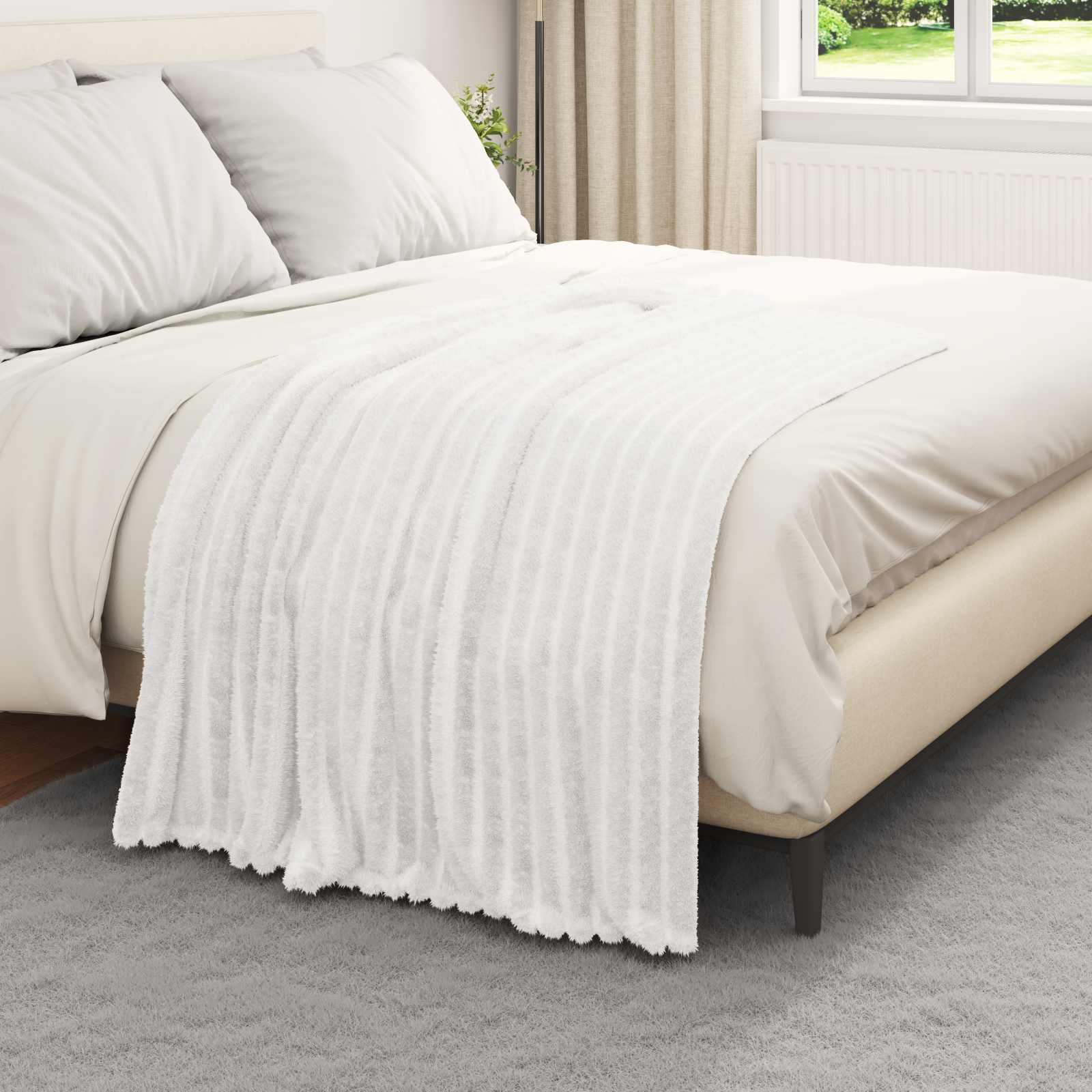 Kastetæpper 6 pcs Hvid 150 x 130 cm Fleece