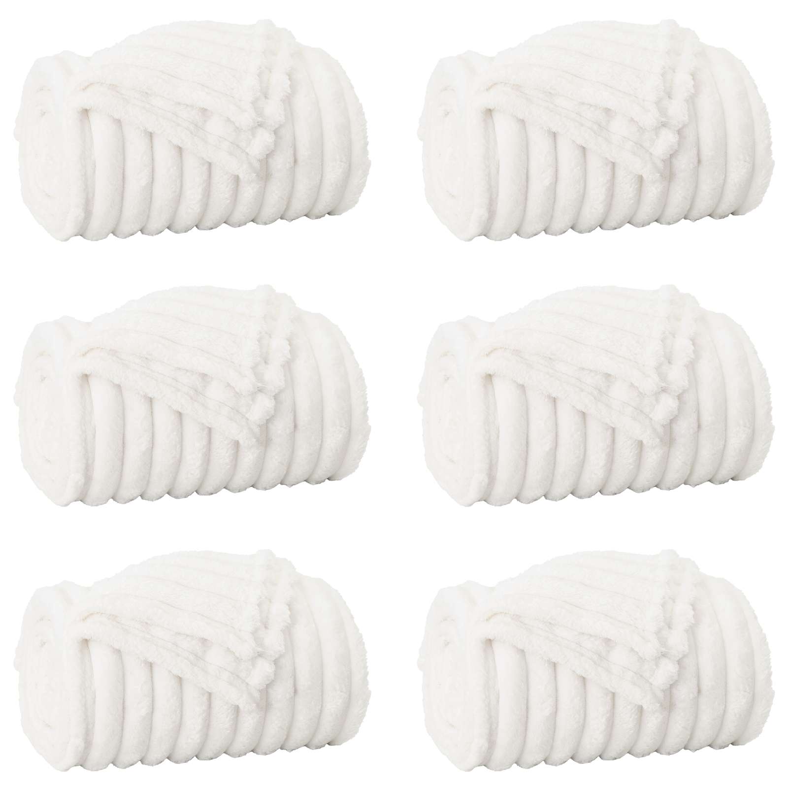 Kastetæpper 6 pcs Hvid 150 x 130 cm Fleece