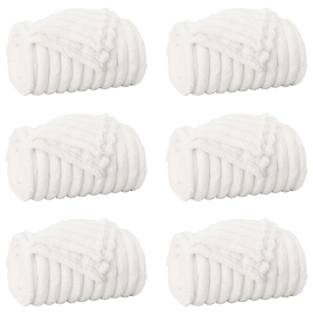Kastetæpper 6 pcs Hvid 270 x 240 cm Fleece