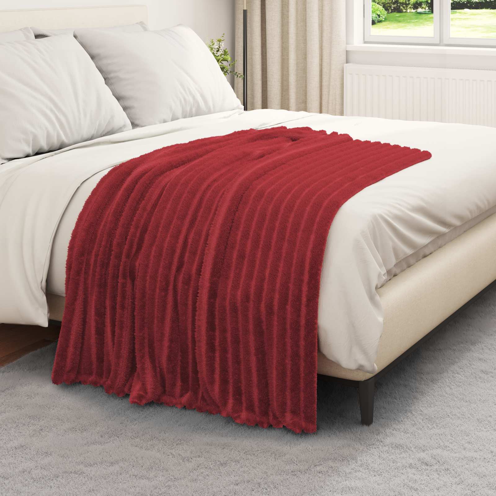 Kastetæpper 6 pcs Bordeaux Rød 150 x 130 cm Fleece