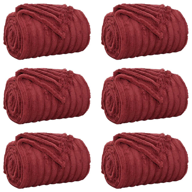 Kastetæpper 6 pcs Bordeaux Rød 240 x 220 cm Fleece