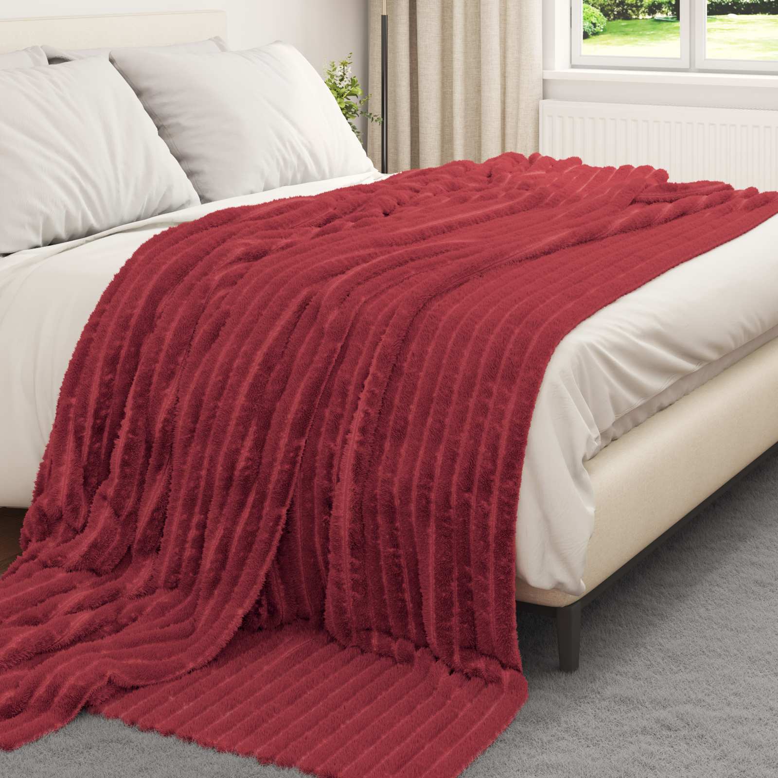 Kastetæpper 6 pcs Bordeaux Rød 270 x 240 cm Fleece