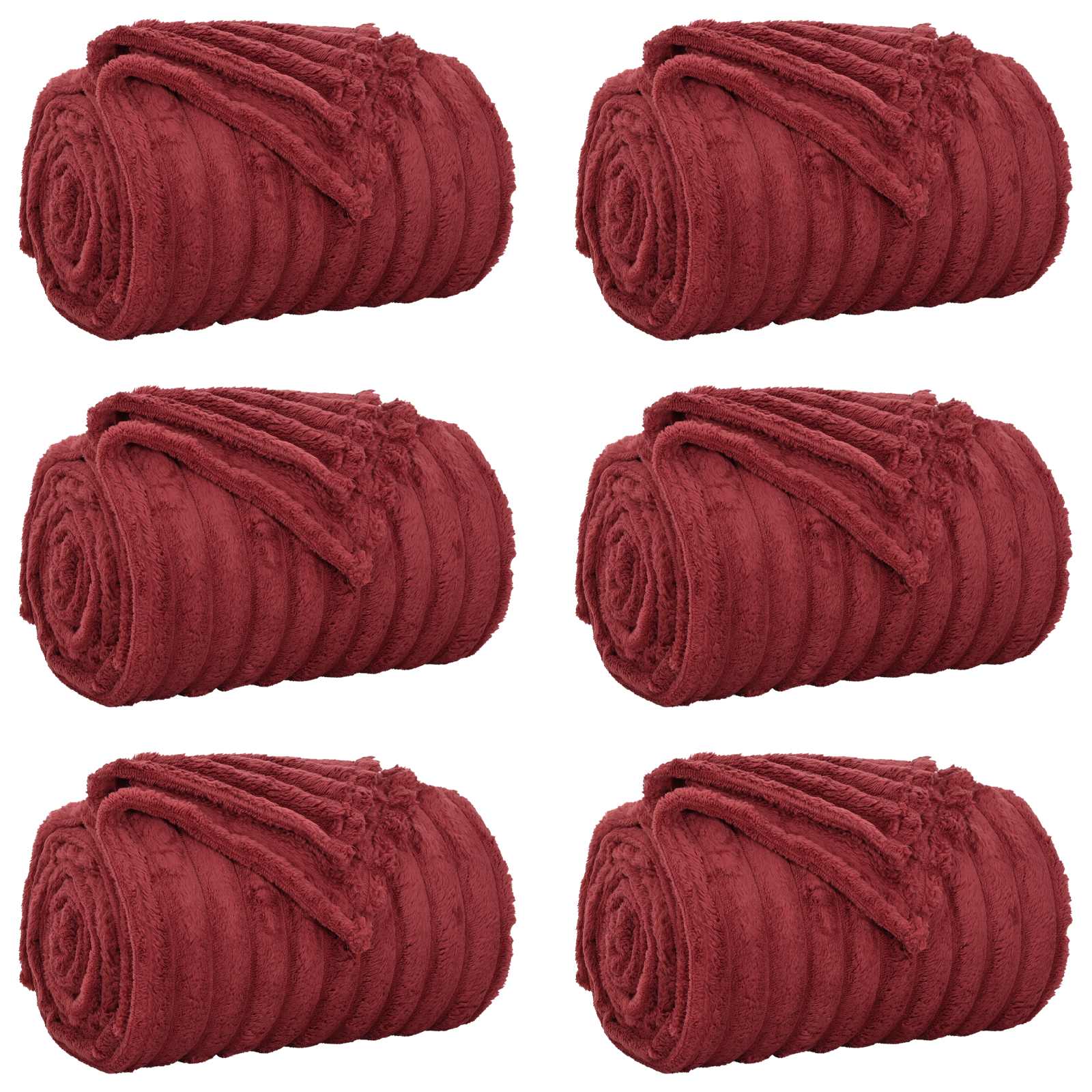 Kastetæpper 6 pcs Bordeaux Rød 270 x 240 cm Fleece