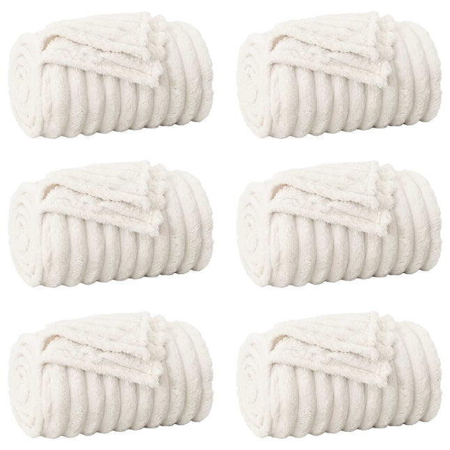 Kastetæpper 6 pcs Creme 200 x 150 cm Fleece