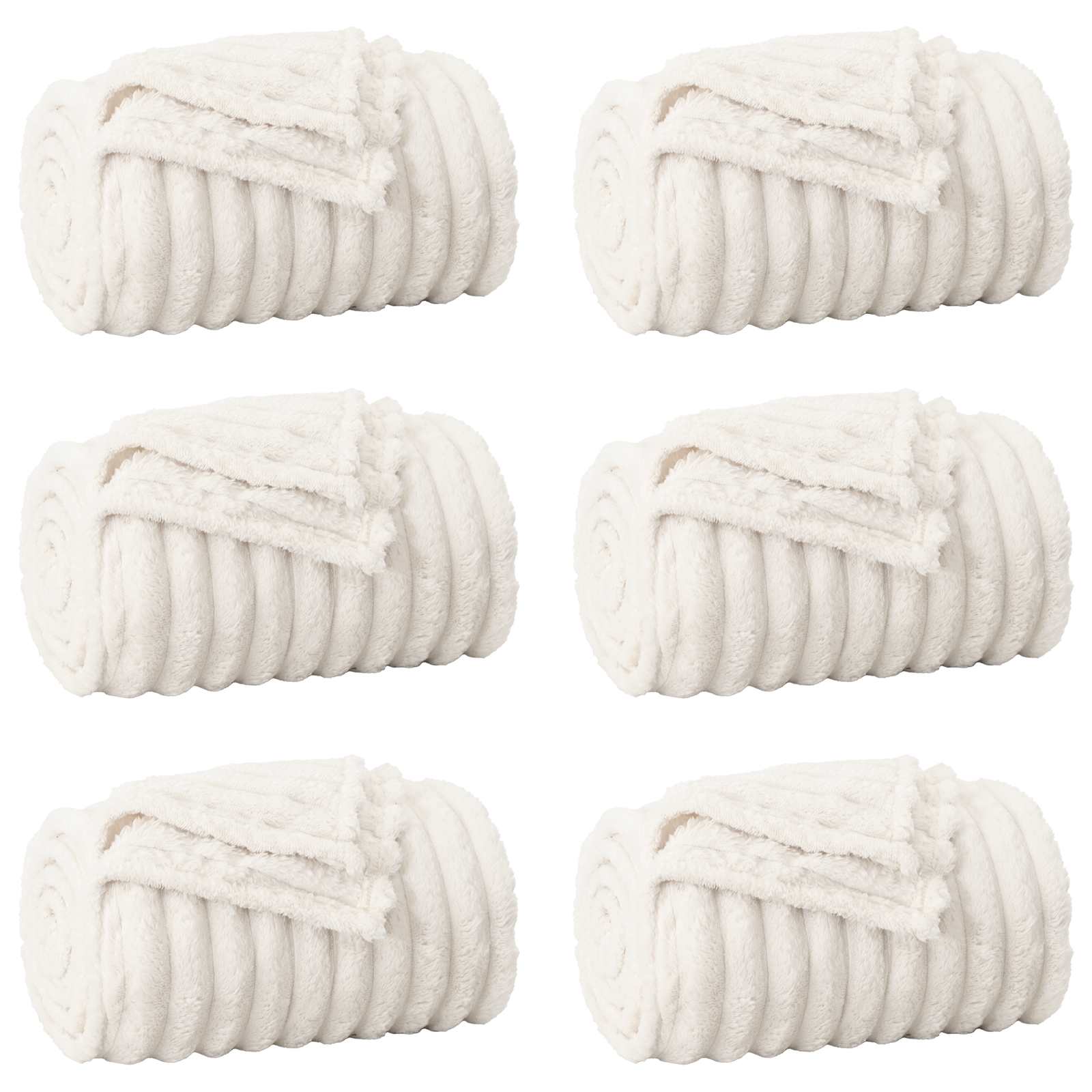 Kastetæpper 6 pcs Creme 270 x 240 cm Fleece