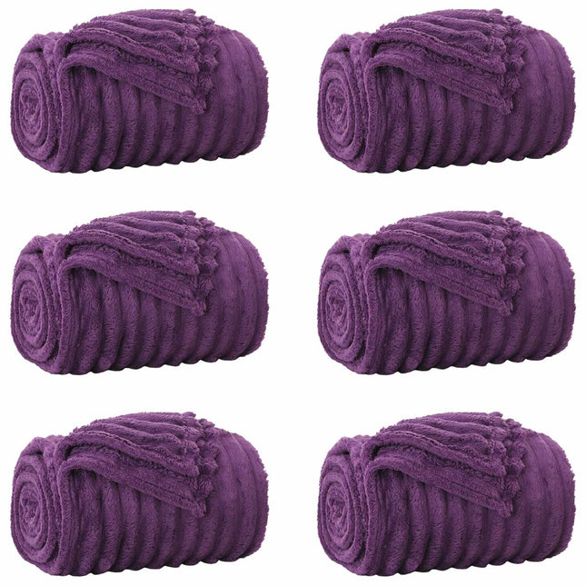 Kastetæpper 6 pcs Lilla 150 x 130 cm Fleece