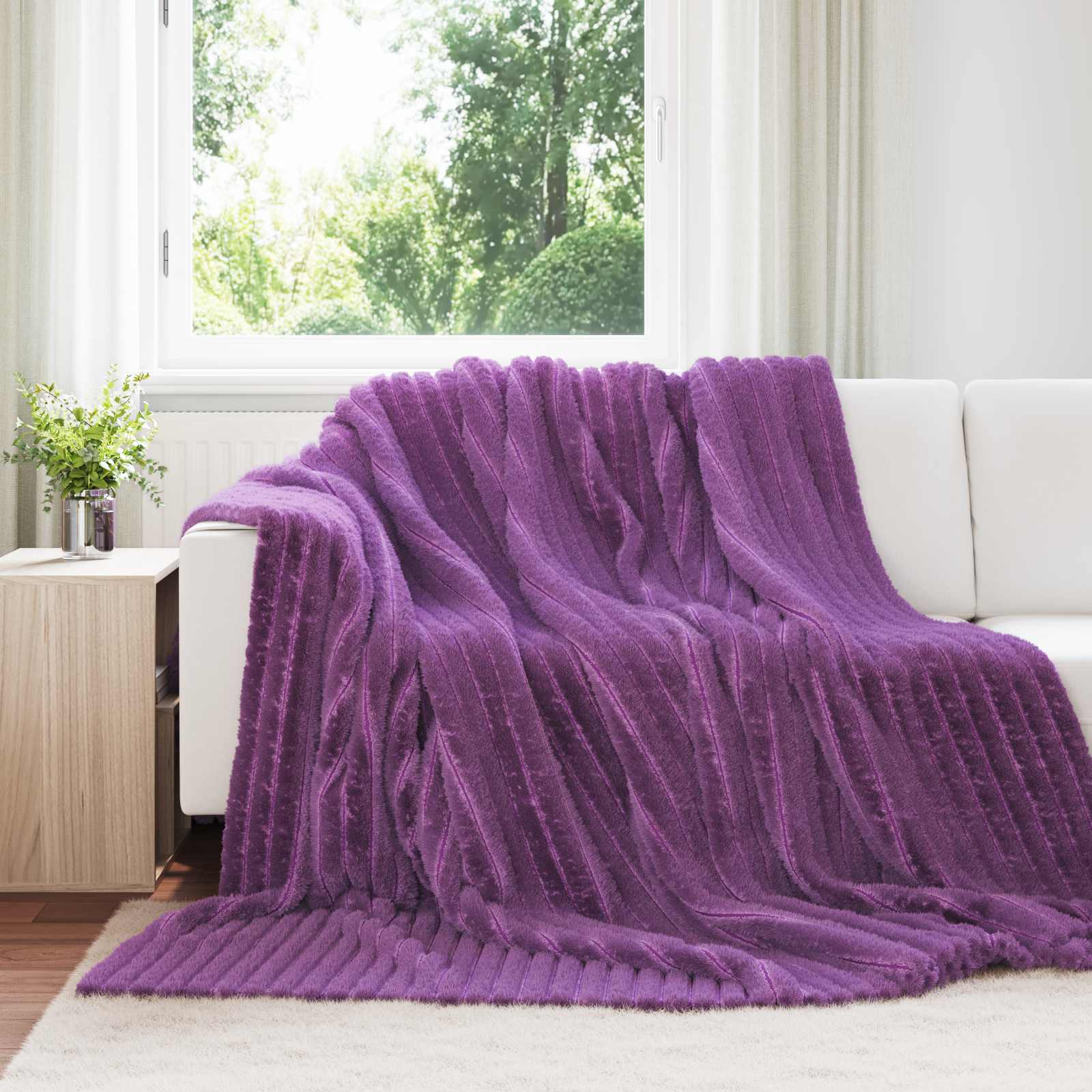 Kastetæpper 6 pcs Lilla 270 x 240 cm Fleece