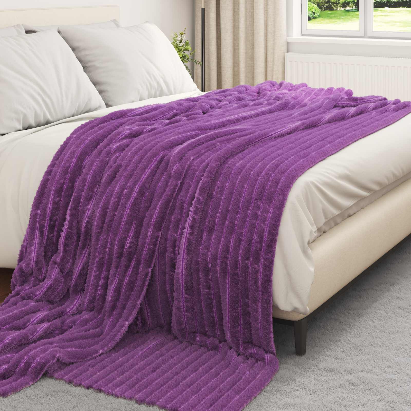 Kastetæpper 6 pcs Lilla 270 x 240 cm Fleece