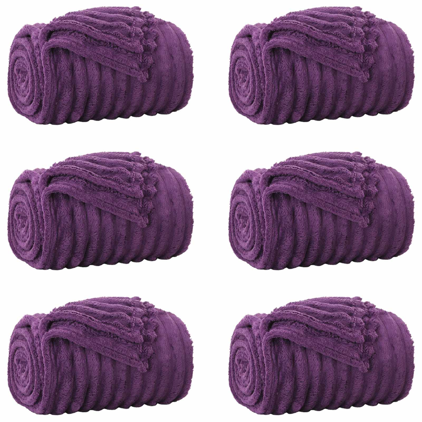 Kastetæpper 6 pcs Lilla 270 x 240 cm Fleece