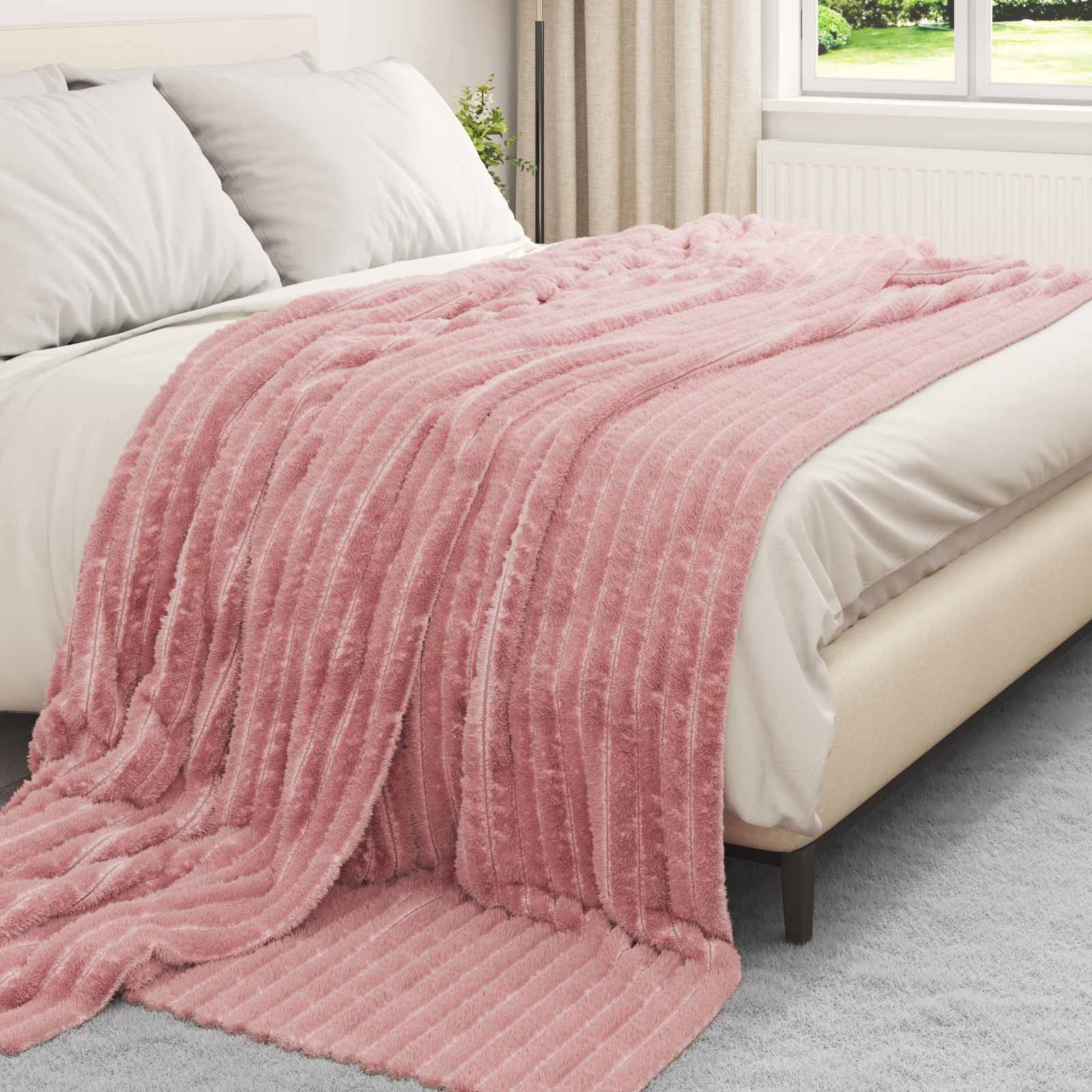 Kastetæpper 6 pcs Lyserød 270 x 240 cm Fleece