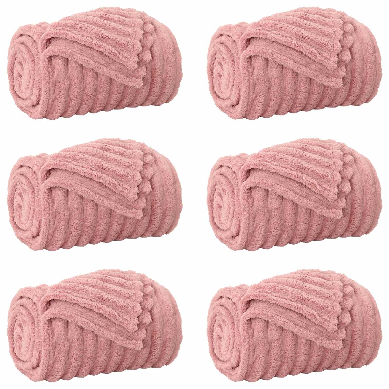 Kastetæpper 6 pcs Lyserød 270 x 240 cm Fleece