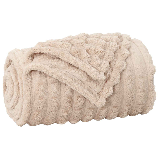 Throw tæppe Beige 150 x 130 cm 0.5 kg Fleece
