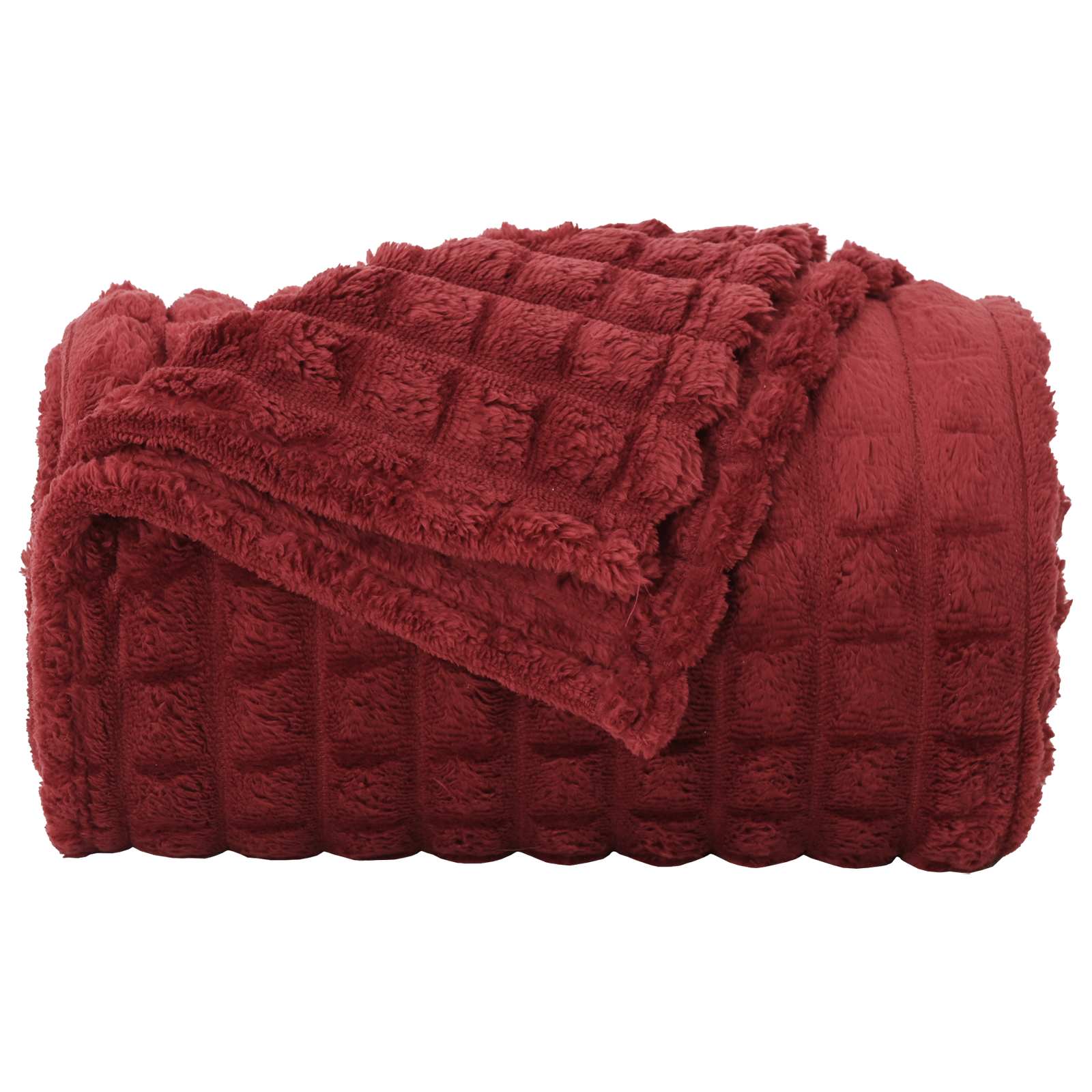 Throw tæppe Bordeaux Rød 150 x 130 cm Fleece