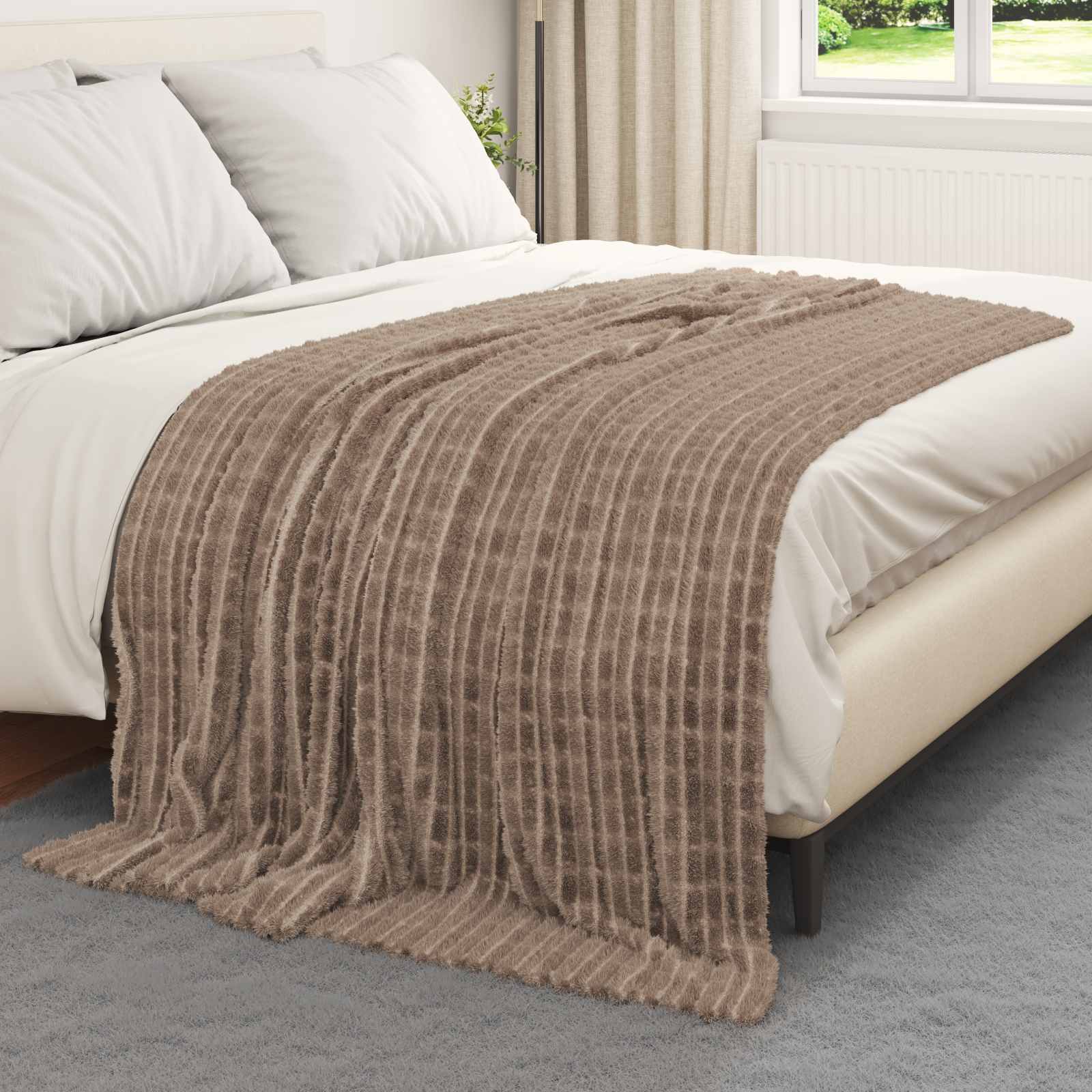 Kastetæpper 6 pcs Camel 200 x 150 cm Fleece
