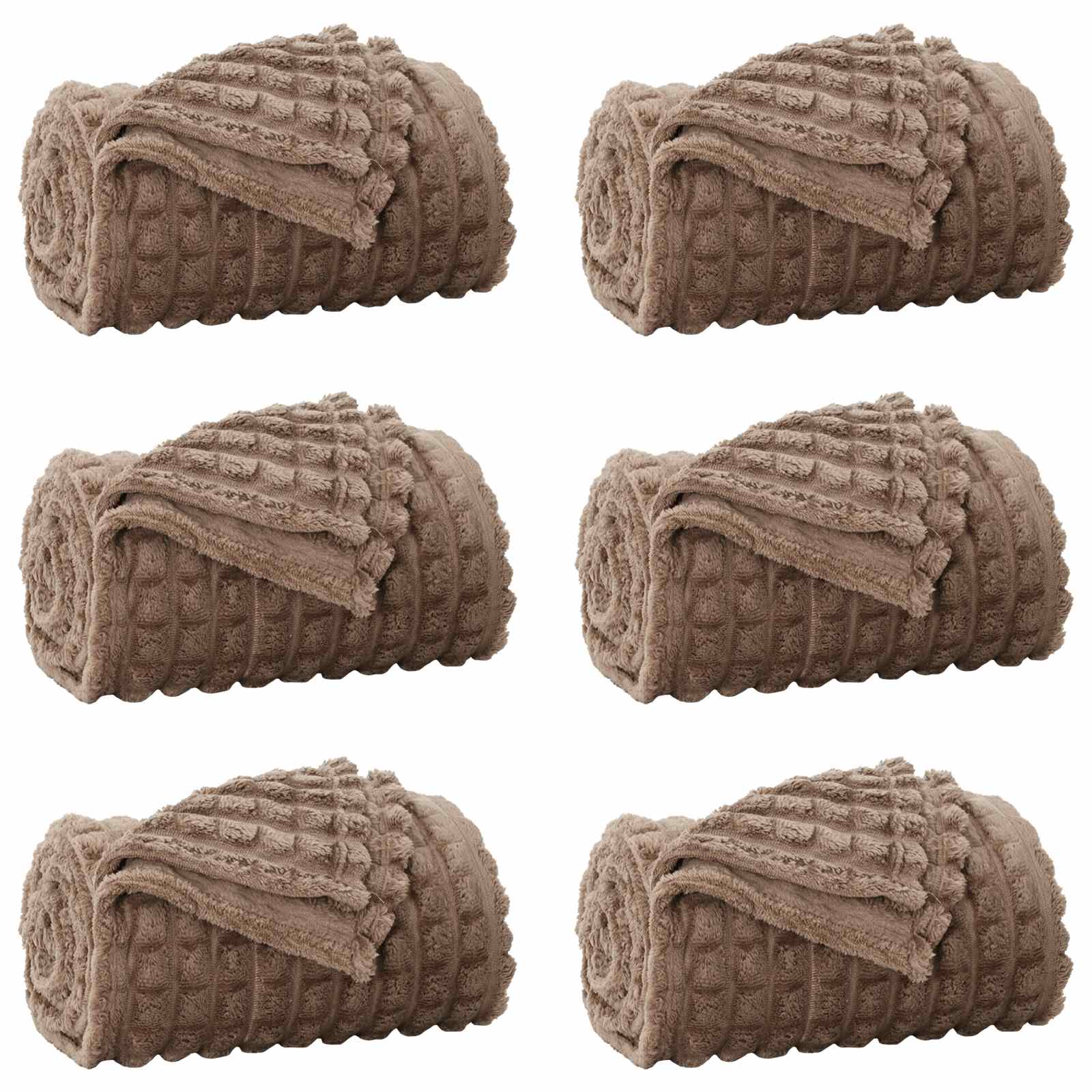 Kastetæpper 6 pcs Camel 200 x 150 cm Fleece