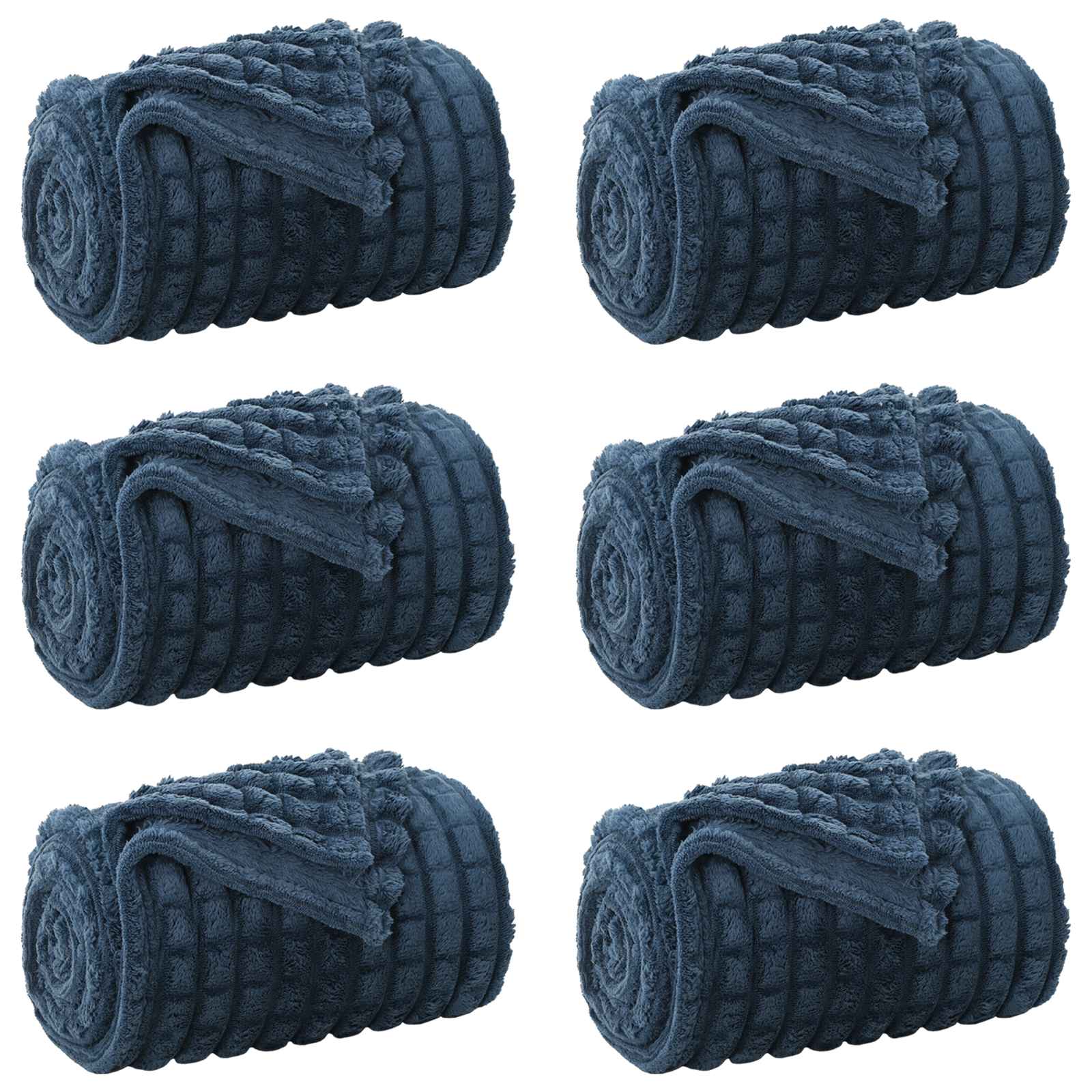 Kastetæpper 6 pcs Mørkeblå 270 x 240 cm Fleece