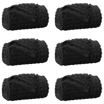 Kastetæpper 6 pcs Sort 240 x 220 cm Fleece