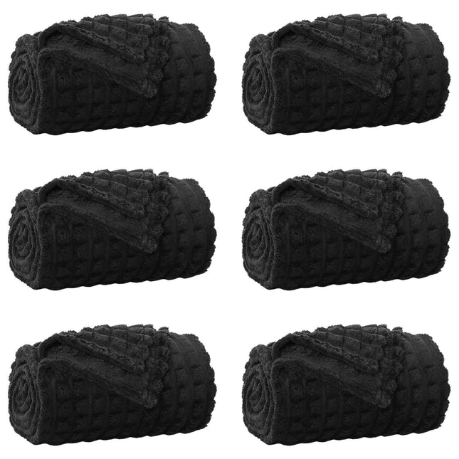 Kastetæpper 6 stk. Sort 270 x 240 cm 10.54 kg Fleece