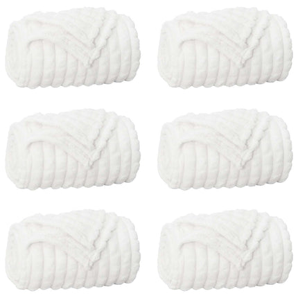 Kastetæpper 6 pcs Hvid 240 x 220 cm Fleece