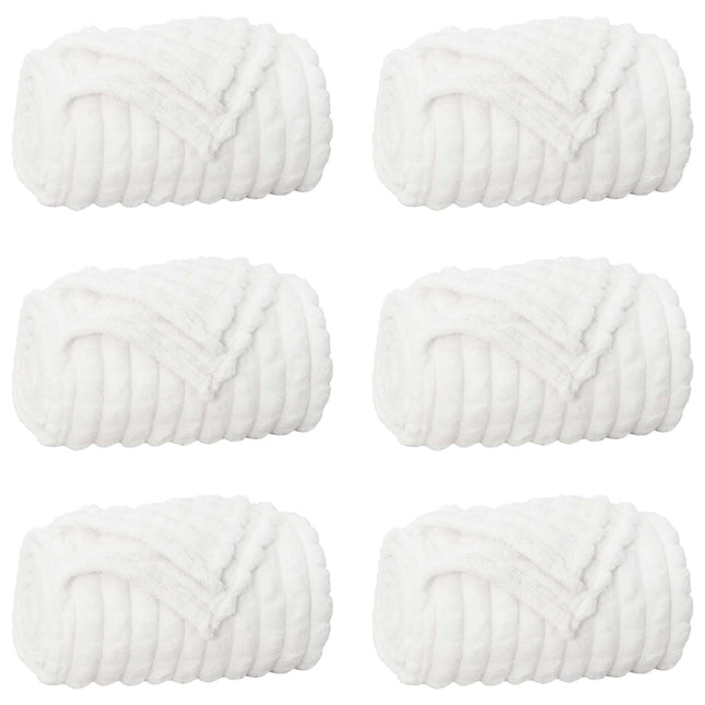 Kastetæpper 6 stk. Hvid 240 x 220 cm 8.63 kg Fleece
