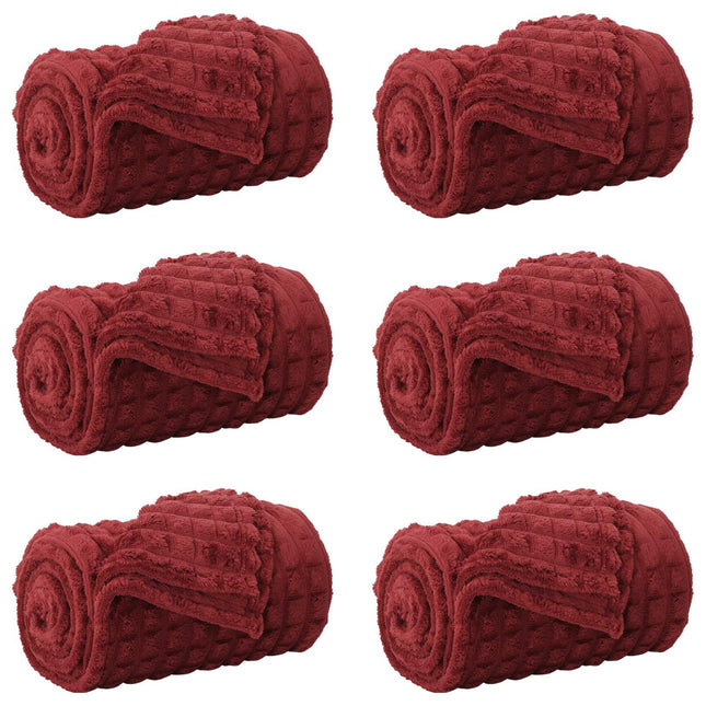 Kastetæpper 6 stk. Bordeaux Rød 150 x 130 cm 2.75 kg Fleece