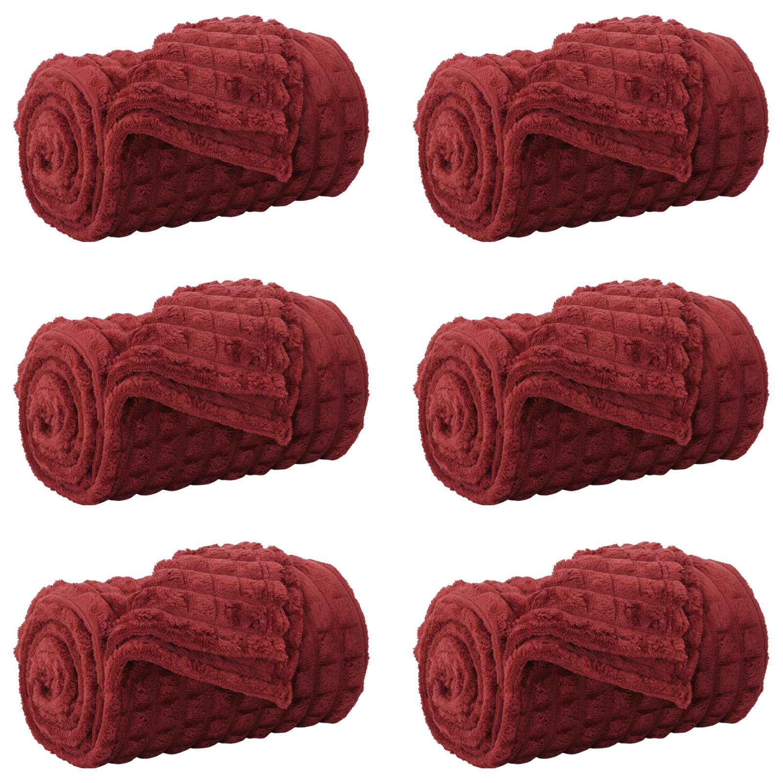 Kastetæpper 6 pcs Bordeaux Rød 240 x 220 cm Fleece