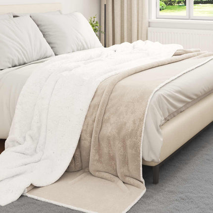 Throw tæppe Beige 220 x 240 cm Fleece