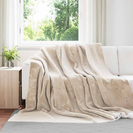 Throw tæppe Beige 240 x 270 cm Fleece