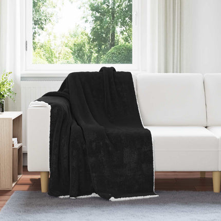Throw tæppe Sort 130 x 150 cm Fleece