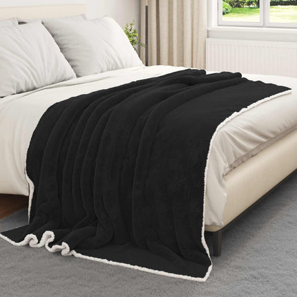 Throw tæppe Sort 150 x 200 cm Fleece