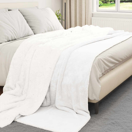 Throw tæppe Hvid 240 x 270 cm Fleece