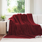 Throw tæppe Bordeaux Rød 240 x 270 cm Fleece