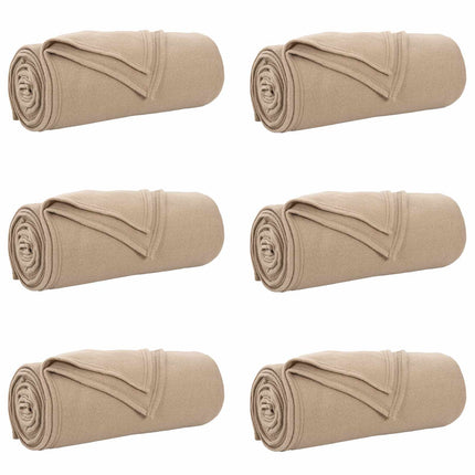 Kastetæpper 6 pcs Camel 200 x 150 cm Fleece