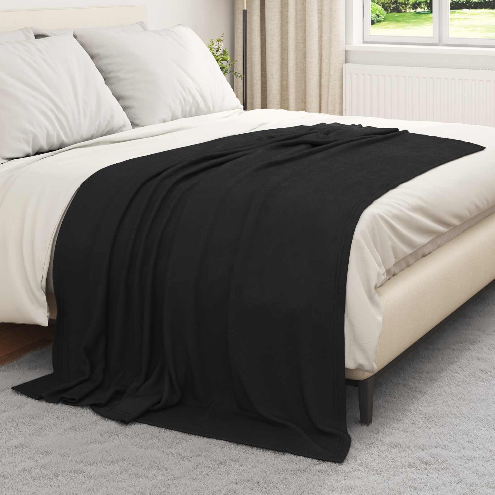 Kastetæpper 6 pcs Sort 200 x 150 cm Fleece
