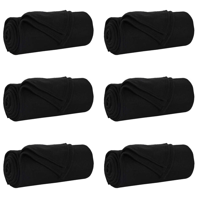 Kastetæpper 6 stk. Sort 200 x 150 cm 2.61 kg Fleece