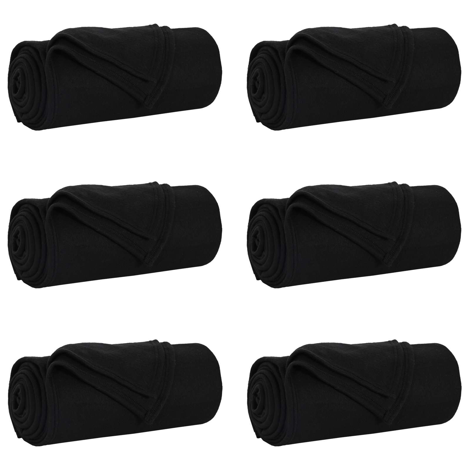 Kastetæpper 6 pcs Sort 200 x 150 cm Fleece