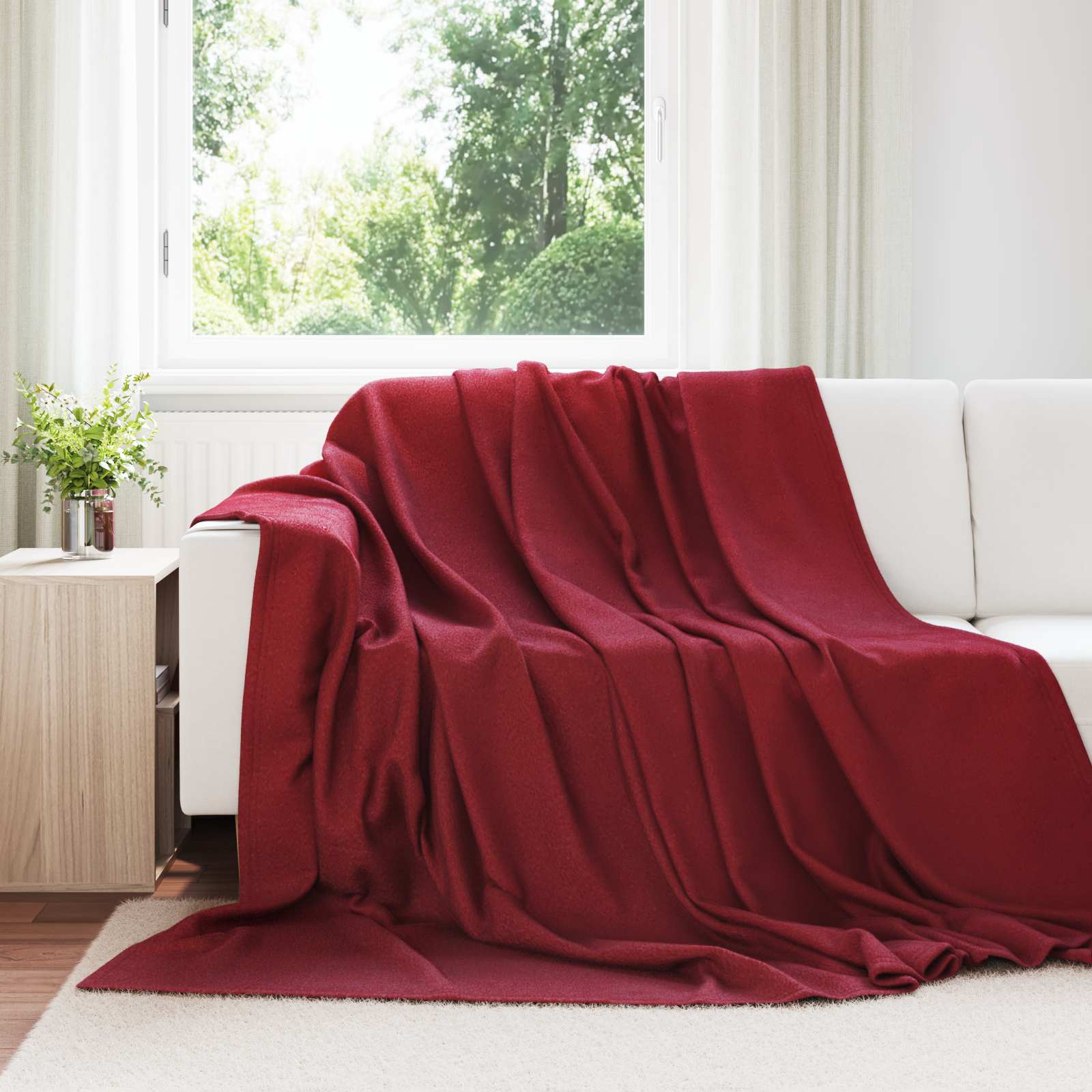 Kastetæpper 6 pcs Bordeaux Rød 270 x 240 cm Fleece