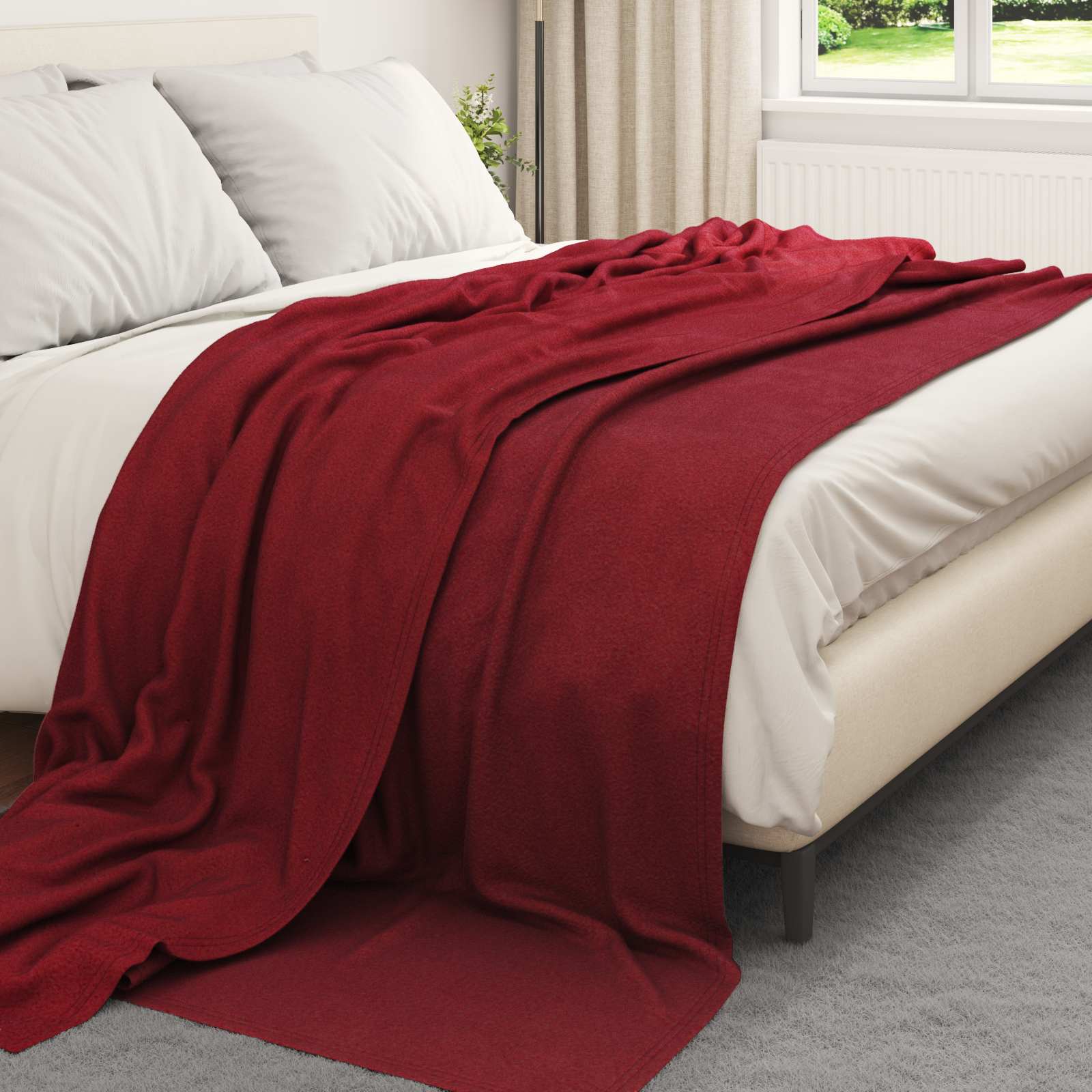 Kastetæpper 6 pcs Bordeaux Rød 270 x 240 cm Fleece