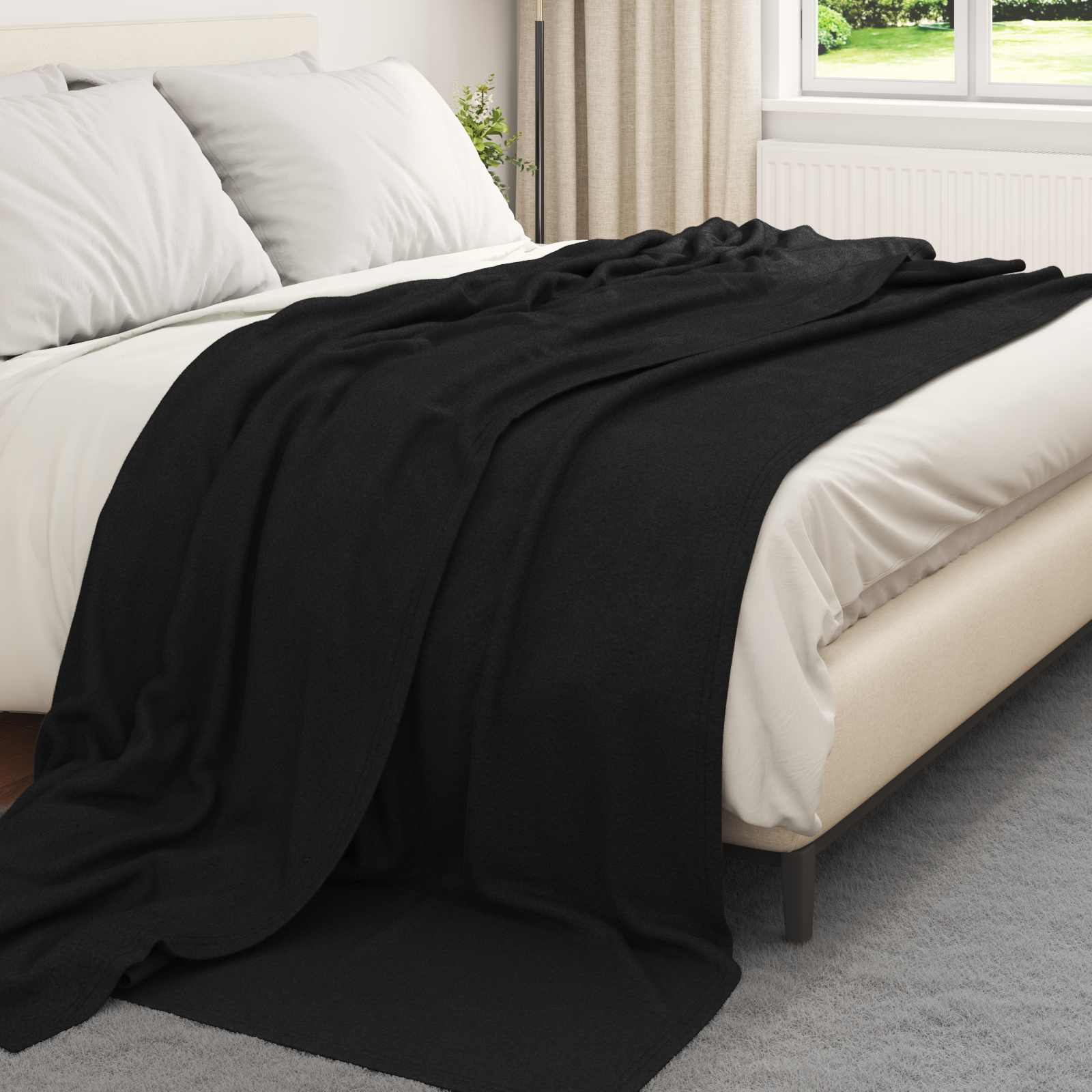 Kastetæpper 24 pcs Sort 270 x 240 cm Fleece