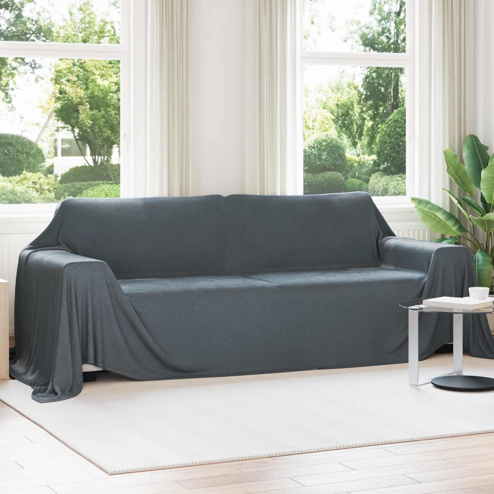 Kastetæpper 6 pcs Mørkegrå 350 x 270 cm Fleece