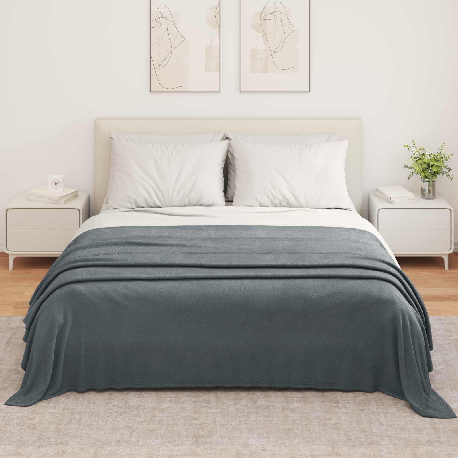 Kastetæpper 6 pcs Mørkegrå 350 x 270 cm Fleece