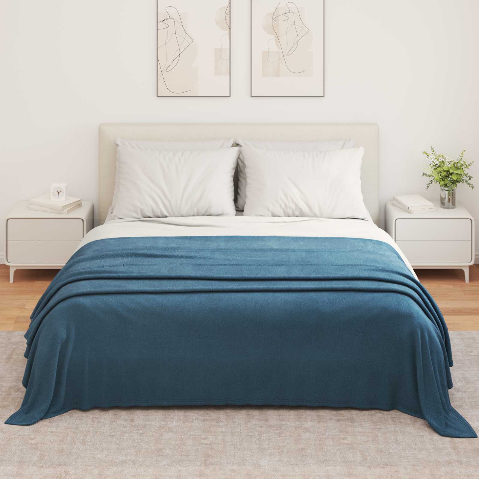 Kastetæpper 6 pcs Mørkeblå 350 x 270 cm Fleece