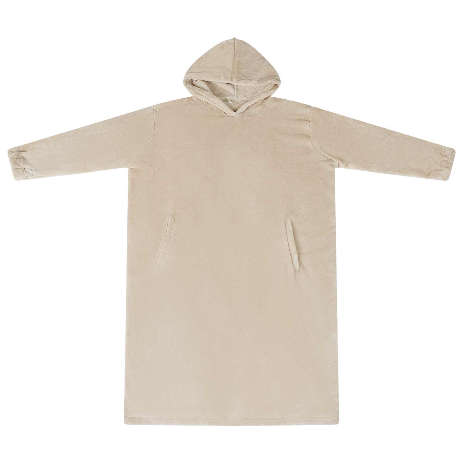 Tæppe-hoodie Beige l Flannel