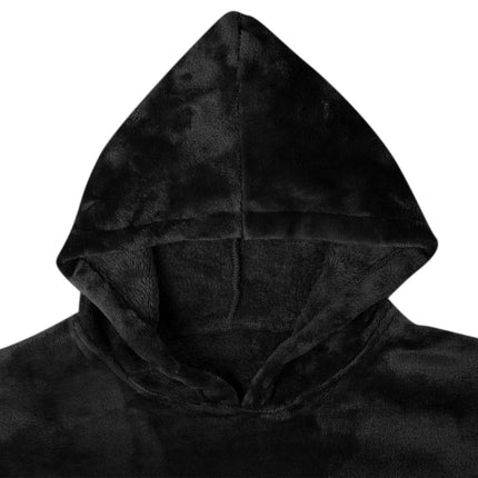 Tæppe-hoodie Sort m Flannel