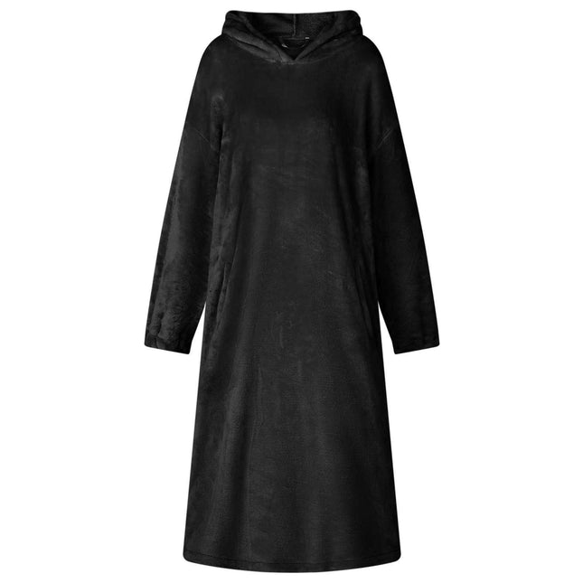 Tæppe-hoodie Sort m Flannel