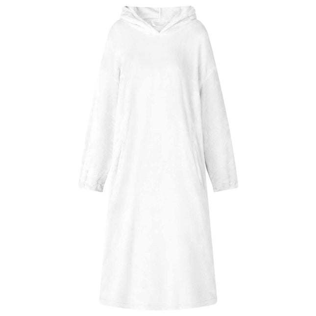 Tæppe-hoodie Hvid m Flannel