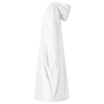 Tæppe-hoodie Hvid m Flannel