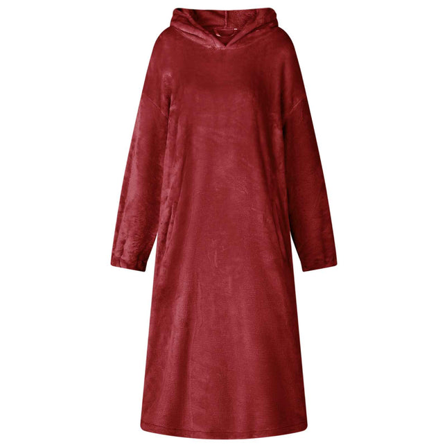 Tæppe-hoodie Bordeaux Rød m Flannel