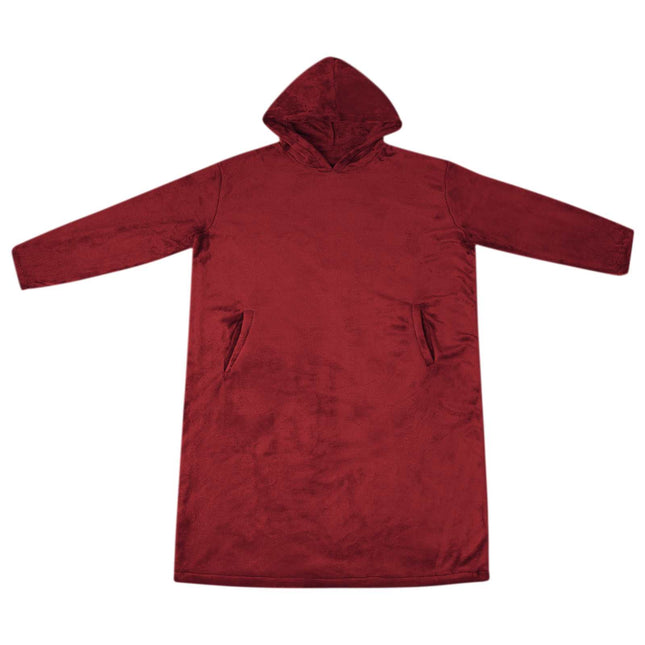 Tæppe-hoodie Bordeaux Rød m Flannel
