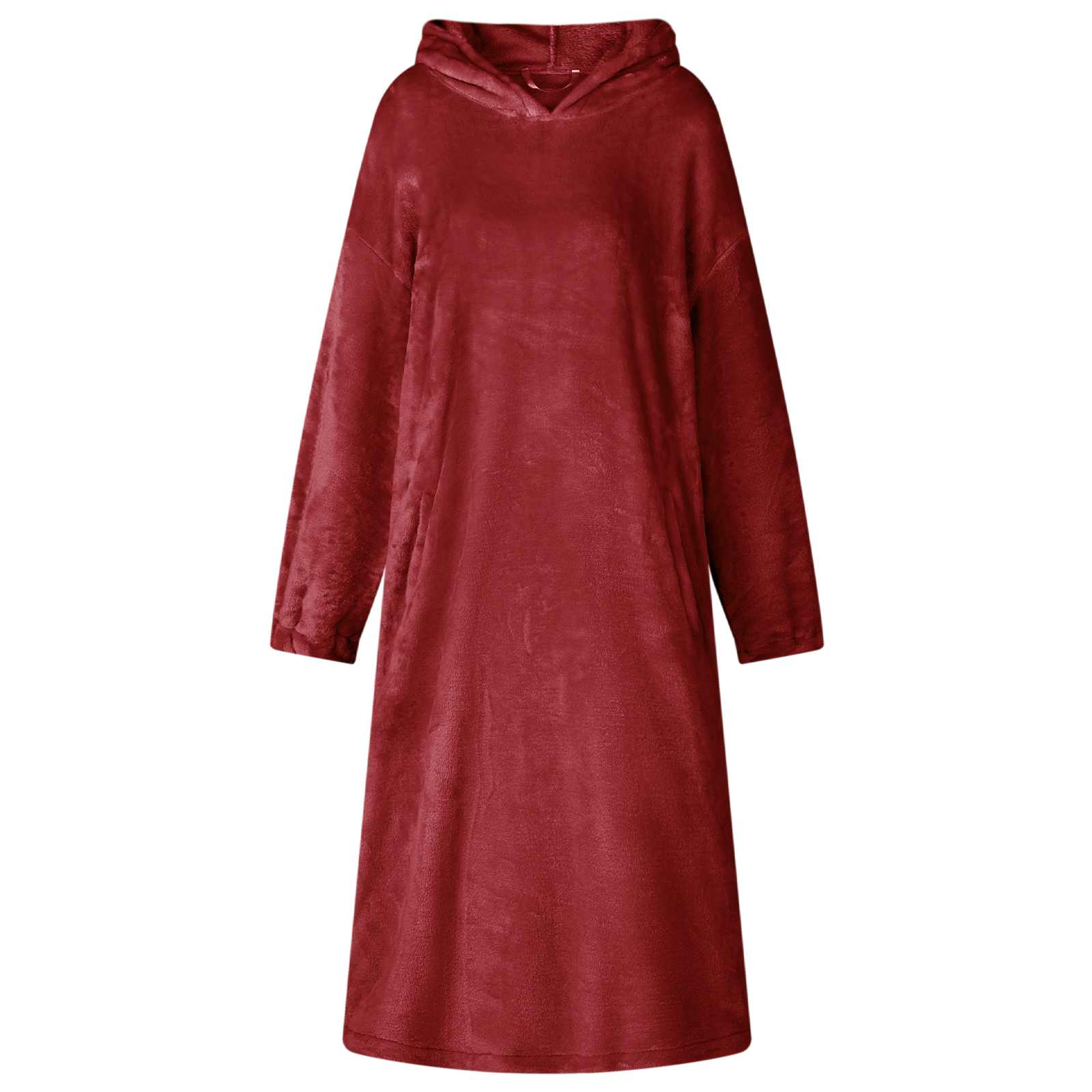 Tæppe-hoodie Bordeaux Rød l Flannel